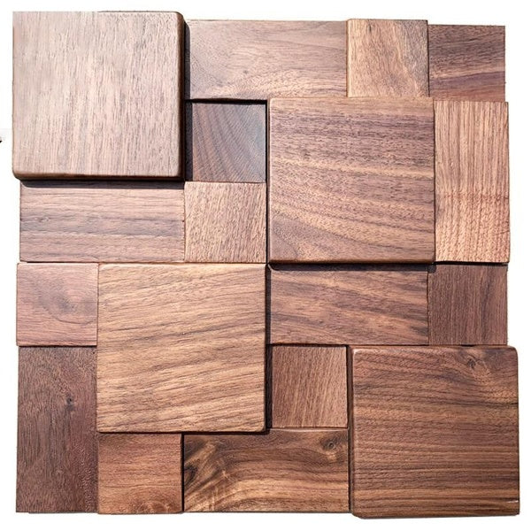 Natural Black Walnut 3D Art Wall Stickers Wood Background Panel for Home Office Decor Bedroom Wall Decoration Mosaic Tile