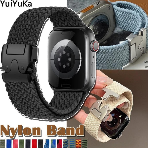 YuiYuKa Band for Apple Watch Ultra 2-Ultra 49mm 10 46mm 9 8 7 45mm 41mm 44mm 40mm for Smartwatch Series SE 6 3 5 4 2 1 42mm 38mm, Sport Nylon Outdool