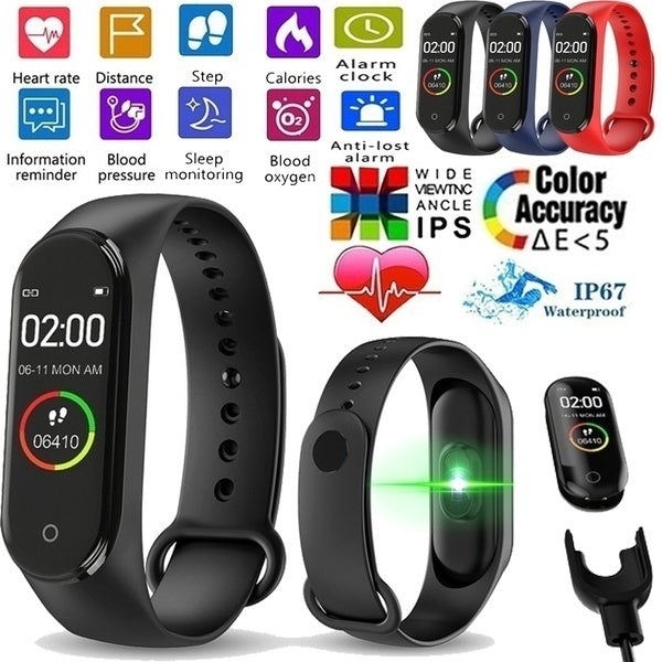 HL Mode M4 Écran Couleur Bracelet Intelligent IP67 Étanche Smart Bracelet Fréquence Cardiaque Pression Artérielle Sommeil Moniteur Fitness Tracker Sm