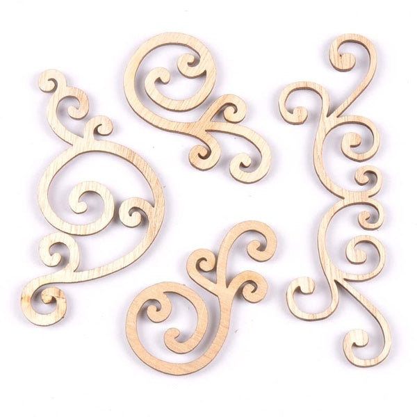 8Pcs Mixed Flower Pattern Wood Crafts DIY Scrapbooking Natural Wooden Corner Decoration For Handmade Accessories Arts MT1859