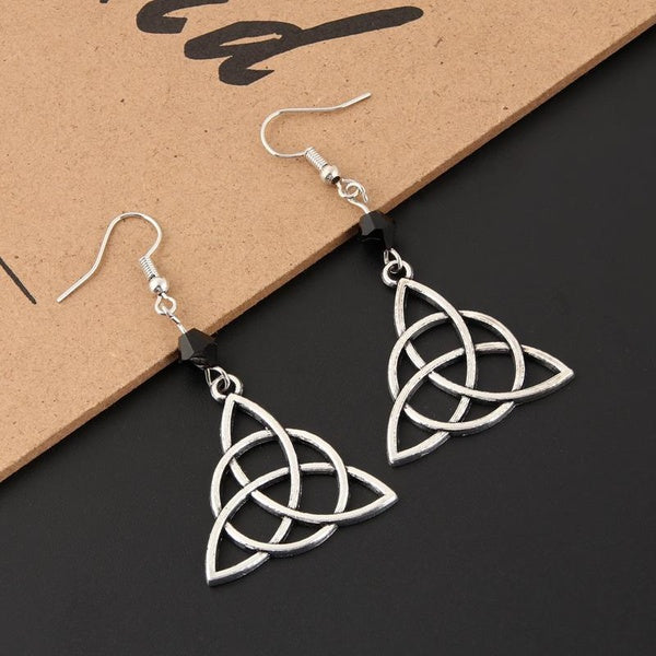 1Pair Gothic Dark Style Retro Geometric Triquetra Dangle Earrings For Men Woman Irish Celtics Knot Earring Wiccan Jewellery