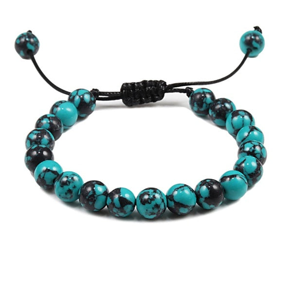 Réglable Bleu Turquoises Corde Tressée Bracelet Femmes Hommes Naturel Bouddha Perle Yoga Armure Bracelets Bijoux Mâle Pulseira