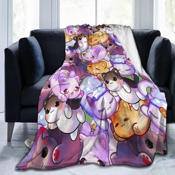 Aphmau Meow Plushies Anime Cats Comforter Throws Blanket,Flannel Blankets