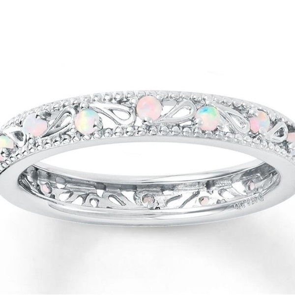 Bague en opale naturelle pour femmes de la mode 925 en argent Sterling bagues de naissance charme mariée promesse fiançailles bijoux de mariage taill