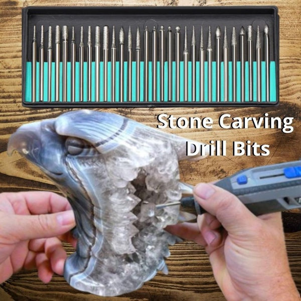 Diamond Dremel Carving Bits Set, Wood Stone Bone Engraving Burr Bit Accessories Tools, Rotary Drill Tip Replacement Kit, Engrave Rock Metal Glass Ste