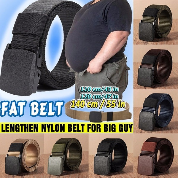 Nylon Belt for Fat Man Women Men's Lengthen Classic Casual Outdoor Sports Military Tactical Waist Belt Youth Tactical Adjustable Survival Solid Nylon