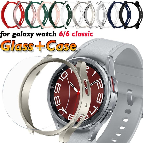 Glass+Case for Samsung Galaxy Watch 6 40mm 44mm Accessories PC Frame Protective Bumper for Galaxy Watch 6 Classic 43mm 47mm Cover Matron Inn