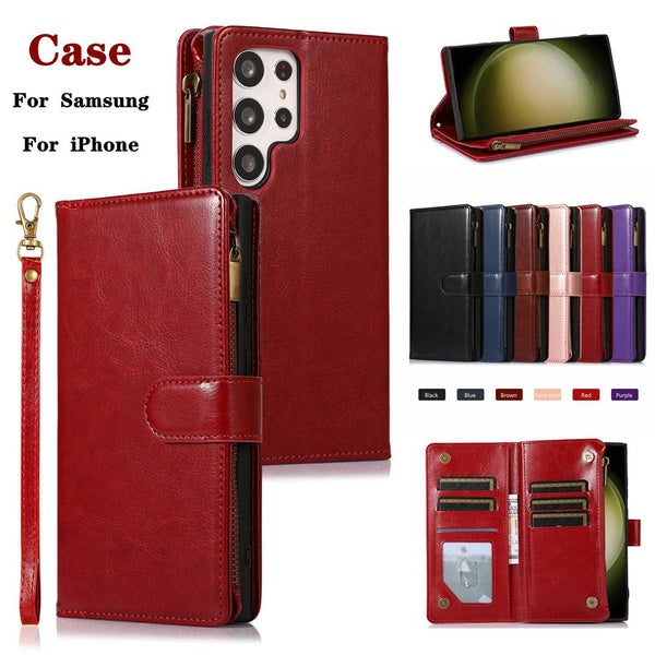 Coque pour Samsung Galaxy S23 S22 S21 S20Ultra S23 S22 S21 S20 Note20 A52 A51 A71 A72 A21S Combinaison de sac de carte et étui de téléphone portable