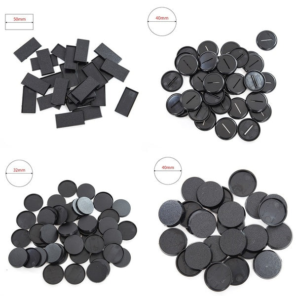 50 pièces 32mm - 40mm - 50mm bases de modèle à lèvres rondes Rectangle Mini base de jeu pour jeu de Table Wargames accessoires