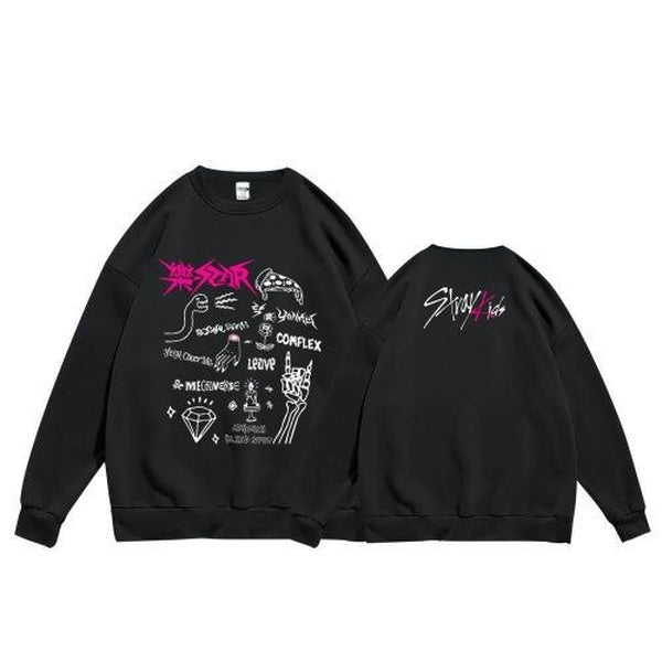 Stray Kids Fun Illustration Round Neck Sweatshirt Hoodie Halloween Star Album Autumn Winter Pure Cotton Please Plush Sweater Coat