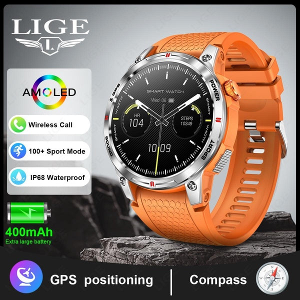 LIGE GPS piste mâle montre intelligente hommes 1.508 "écran HD Bluetooth appel IP68 étanche Sport de plein air Smartwatch pour Huawei Xiaomi IOS