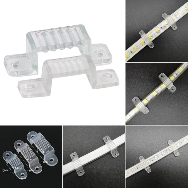 30pcs-60pcs Plastic Fixing Clip 10mm 12.5mm 14mm 17mm LED Strip Holders Waterproof For 220V 110V 5050 3014 5730 2835 LED Strip Light