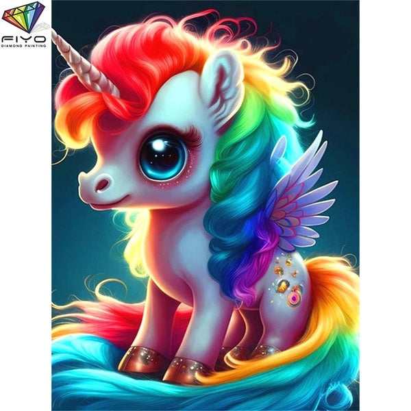 FIYO Unicorns DIY 5D Diamond Painting Full Drill with Number Kits Home and Kitchen Fashion Mosaic Diamond Painting Canvas Wall Decoration Gift Crafts