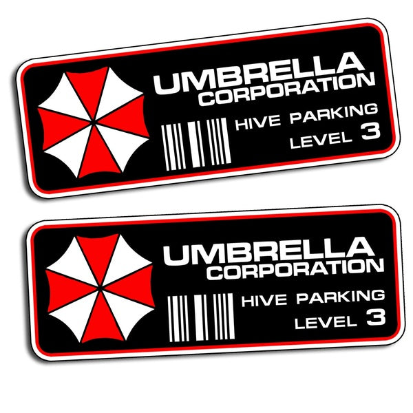 2x Umbrella Corporation Hive Parking Level 3 Resident Evil Vinyl Decal Sticker PAIR