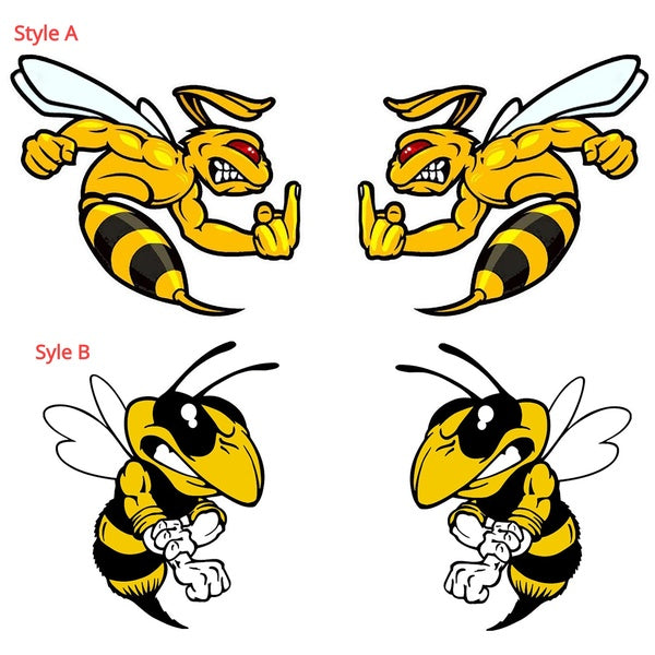 1Pair Cartoon Angry Bee Car Sticker Bumper Window Helmet Decal Waterproof Car Decoration Animal Graphic 2styles CR01