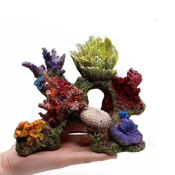 Résine Coral Plant Shell Reef Mountain Aquarium Ornement Fish Tank Cave Decor