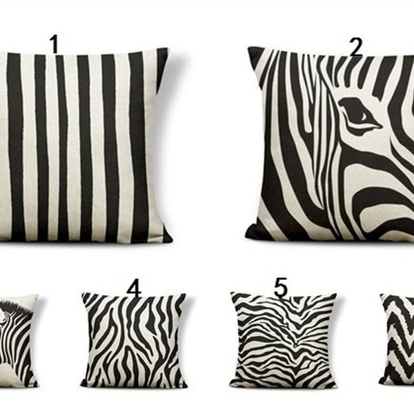 Animal arts and cultural zebra stripes cotton linen printed home pillowcase office lunch break lumbar pillow ( not included pillow core，only pillow c