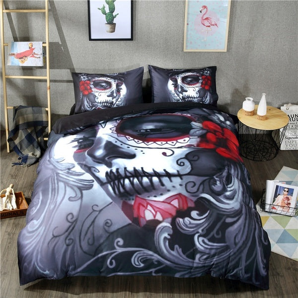 1-2-3 PCS Bedding Set Baby-Single-Twin-Queen-King Size Beauty Skull Bedding Set Bedclothes Duvet Cover Set Comforter Cover Pillowcases