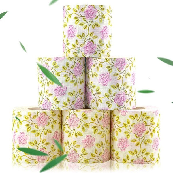 1-5pcs Toilet Paper Printed Paper Roll Flower Decorative Printing Napkin Bathroom Tissue For Home Office Workshop Kitchen party lavatory Tissue Novel
