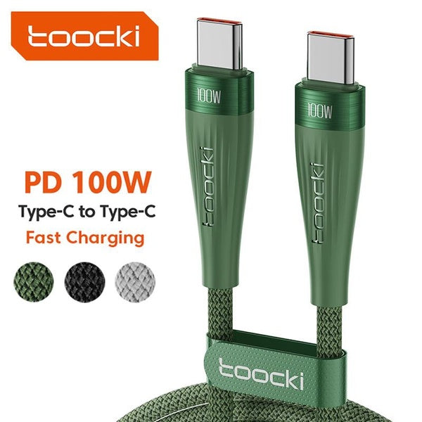 Toocki Type C To Type C Cable 100W PD3.1 QC4.0 Fast Charging Laptop USB C Cable Data Cords Charger For Samsung Huawei Xiaomi Mobile Phones For IPad P