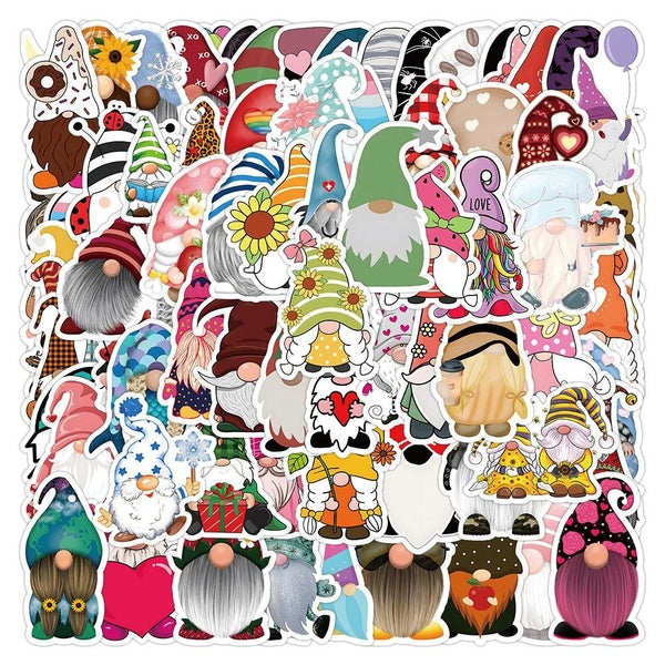 10-25-50-100pcs Cute Cartoon Fairy Garden Dwarf Stickers Gnome Graffiti Stickers for DIY Luggage Laptop Skateboard Motorcycle Bicycle Sticker
