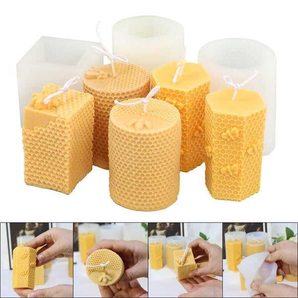DIY 3D Bee Honeycomb Candl Molds Resin Silicone Moulds DIY Column Making Molds Handmade Home Decorations Craft Making Tools