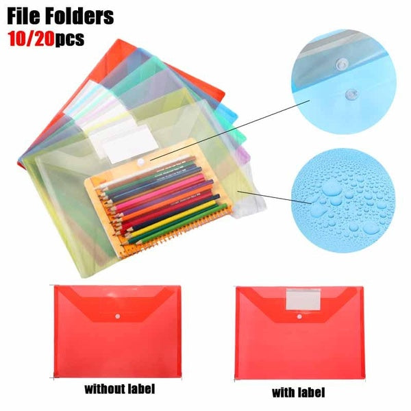 A4 Envelopes document bag With-Without Label Plastic transparent snap fastener tutorial data file storage bag For office stationery test paper