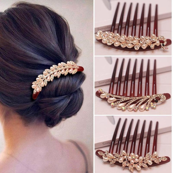 Gorgeous Hair Accessories for Women - New Korean-style Rhinestone Flower Hair Combs and Pins Matron Inn
