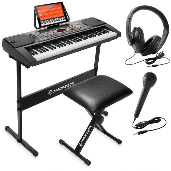 Electronic Keyboard w- H-Stand, Stool, Microphone, Headphones - Hamzer