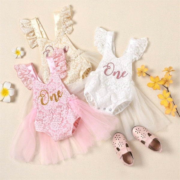 Infant Baby Girl Clothes First Birthday Outfits Lace Romper Dress Bodysuit Jumpsuit Cake Smash Outfits