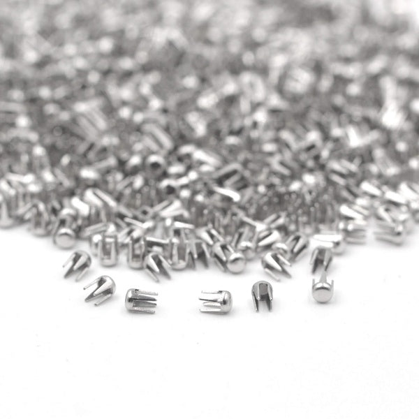 500pcs Dome Studs Claw Rivets Nailheads Metal Studs for Decorative Beads Pearl Fixing Setting Garment 2.3mm - 3mm