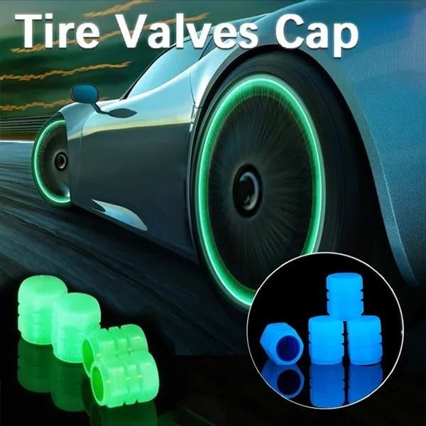2024 Luminous Wheel Caps Green Pink Blue Yellow Tire Valve Caps Plastic ABS Dust-proof Tires Accessories Tyre Stem Cover for Car Motorcycle Bike 4 pc