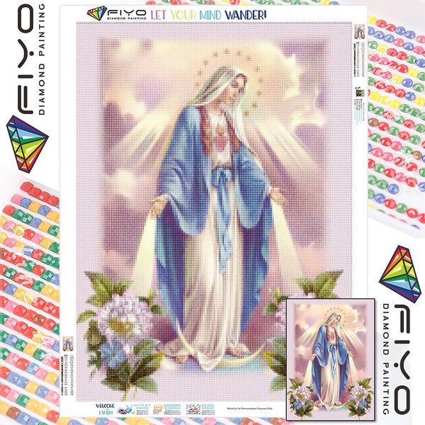 FIYO DIY 5D Maria Diamond Painting Full Drill with Number Kits Home and Kitchen Fashion Mosaic Diamond Painting Canvas Wall Decoration Gift Crafts fo