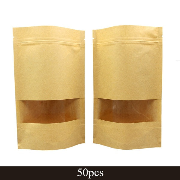 Nuts snack self-supporting zipper bag window kraft paper ziplock bag wolfberry food packaging bag