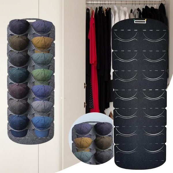 Baseball Hat Storage Organizer,Hat Organiser for Door-Wall, Felt Hat Rack Hanging Cap Organizer-14 Pocket Over Door Hat Holder for All Types Of Hats,