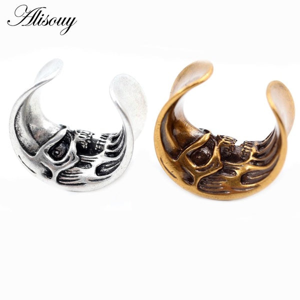 Alisouy 1PC 8-25mm Copper Snake Twine Moon Saddle Ear Tunnels Plugs Expander Stretcher Gauges Earrings Piercing Body Jewelry