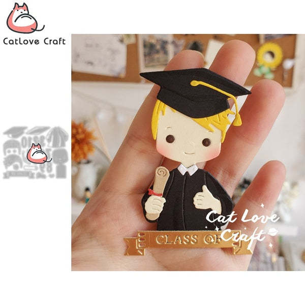Garçon graduation baccalauréat uniforme métal découpe matrices Scrapbooking pochoir Die Cuts carte faisant bricolage artisanat gaufrage nouveaux matr