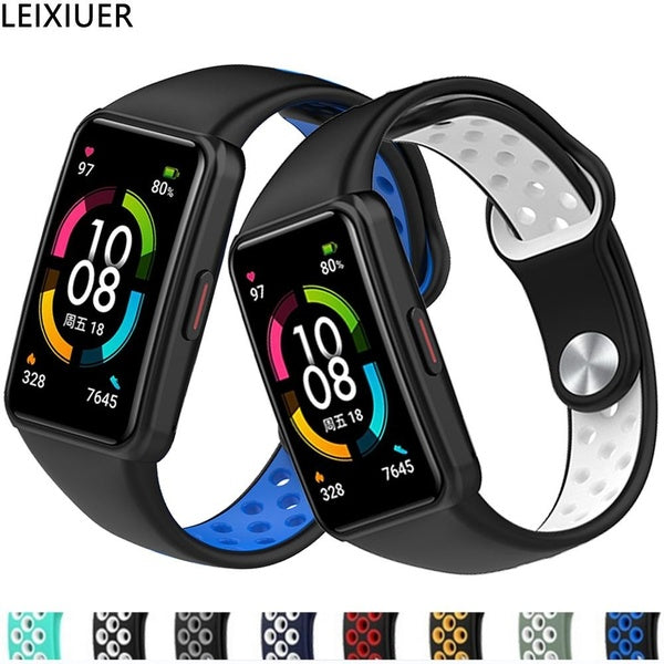 LEIXIUER Sport Silicone Breathable Strap for Huawei Band 7-6 for Huawei Band6 Pro Smartwatch Replacement Bracelet for Honor Band 6 Strap