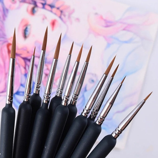 3pcs-set Miniature Paint Brushes Set Professional Nylon Hook Line Pen Art Liner Drawing for Acrylic Watercolor Painting