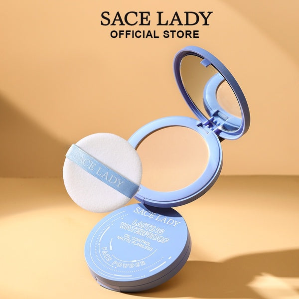 SACE LADY Oil Control Face Powder Matte Waterproof Flawless Setting Powder Compact Face Makeup With Puff [Long Lasting,Smooth,Lightweight]