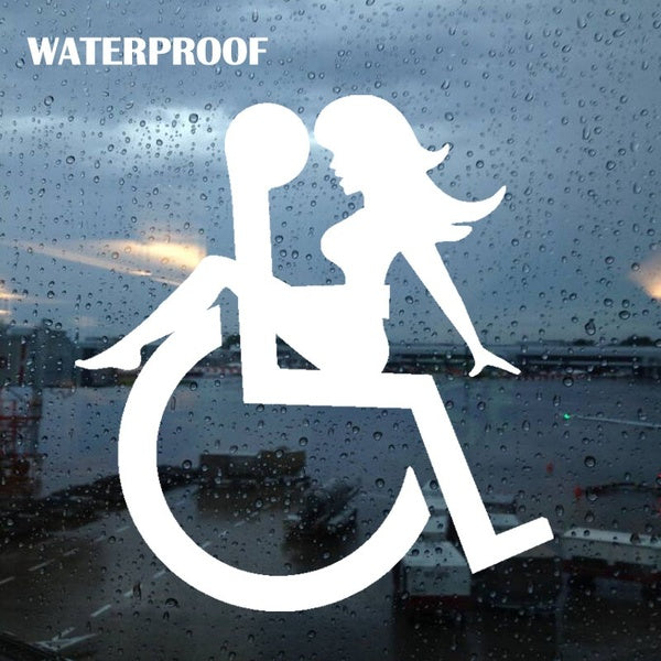 6" Funny Wheelchair Vinyl Decal Sticker Funny Handicap Humor Car Window Laptop Sticker
