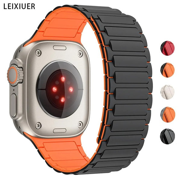 LEIXIUER Magnetic Silicone Strap for Smart Watch Ultra 2-Ultra 49mm 9 8 7 41mm 45mm 38mm 40mm 44mm 42mm,Bracelet Band Accessories for Watch Series 6 Matron Inn