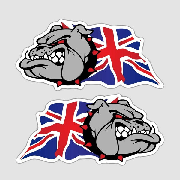 British Bulldog Wavy Union Jack Vinyl Decal Car Van Lorry Sticker Great Britain British Flag 1Pair