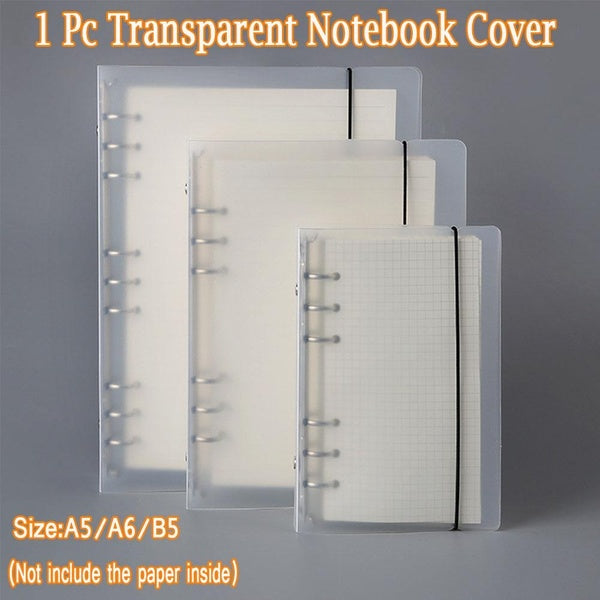 1Pc Transparent Binder Loose Strap Loose Leaf Notebook Page Ring Binder Stationery Gift School Supplies