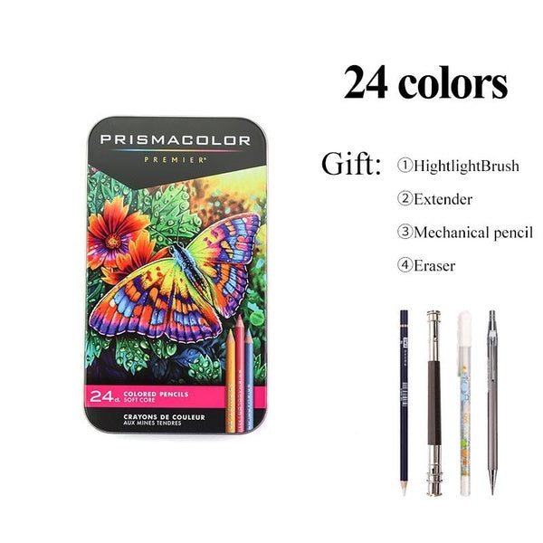 PRISMACOLOR 24 couleurs crayons de couleur huileux professionnels crayons de couleur en bois artiste peinture à l'huile croquis fournitures scolaires