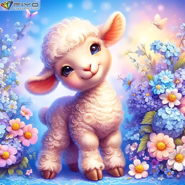 FIYO DIY 5D Lamb Diamond Painting Kit for Adults, Full Drill Diamond Painting, Diamond Art Canvas Crafts Cross Stitch Crystal Embroidery Home Wall De