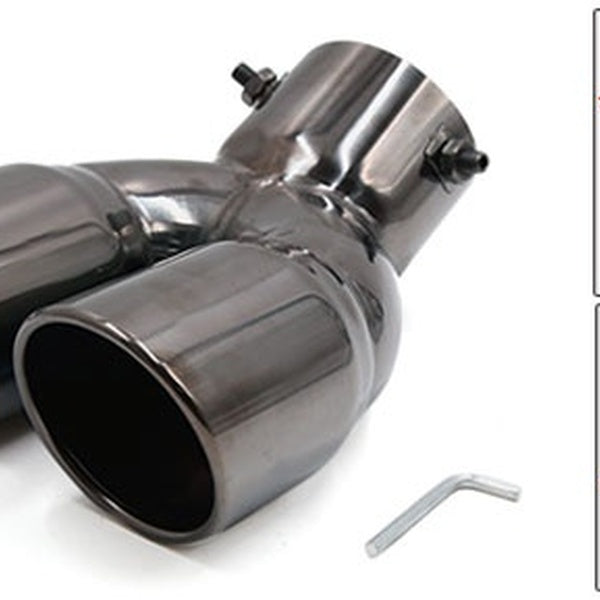 74mm Inlet Dia Black Stainless Steel Rear Dual Exhaust Pipe Tail Muffler Tip
