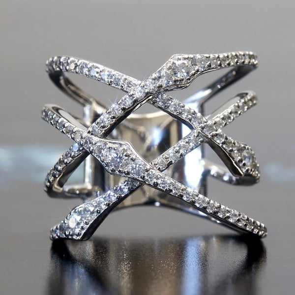 Multilayer Design Micro Pave AAA Zircon Intertwined Rings for Women Personality Fashion Rings Jewelry