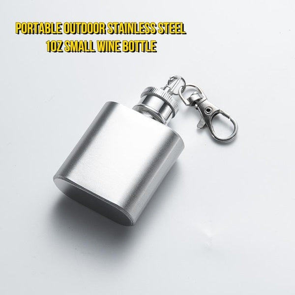 Outdoor Stainless Steel Hip Flask with Key Ring, Portable and Durable Liquor Flask，Suitable for travel and outdoor activities