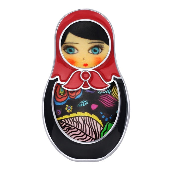 Enamel Alloy Cute Russian Dolls Brooches Pin Toys Jewelry for Ladies Girls Women Scarf Collar Suit Clothes Decoration Gift Accessories